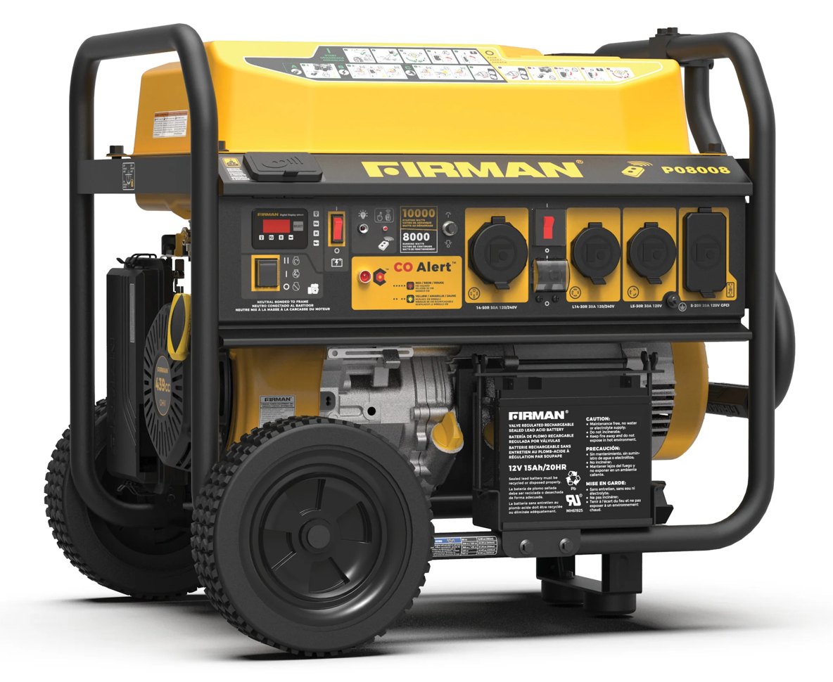 Firman P08008 8,000 W Portable Generator, Gasoline