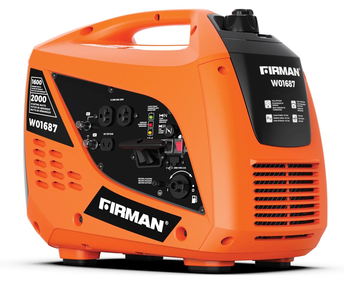 Firman W01687 1,600 W Inverter Generator, Gasoline