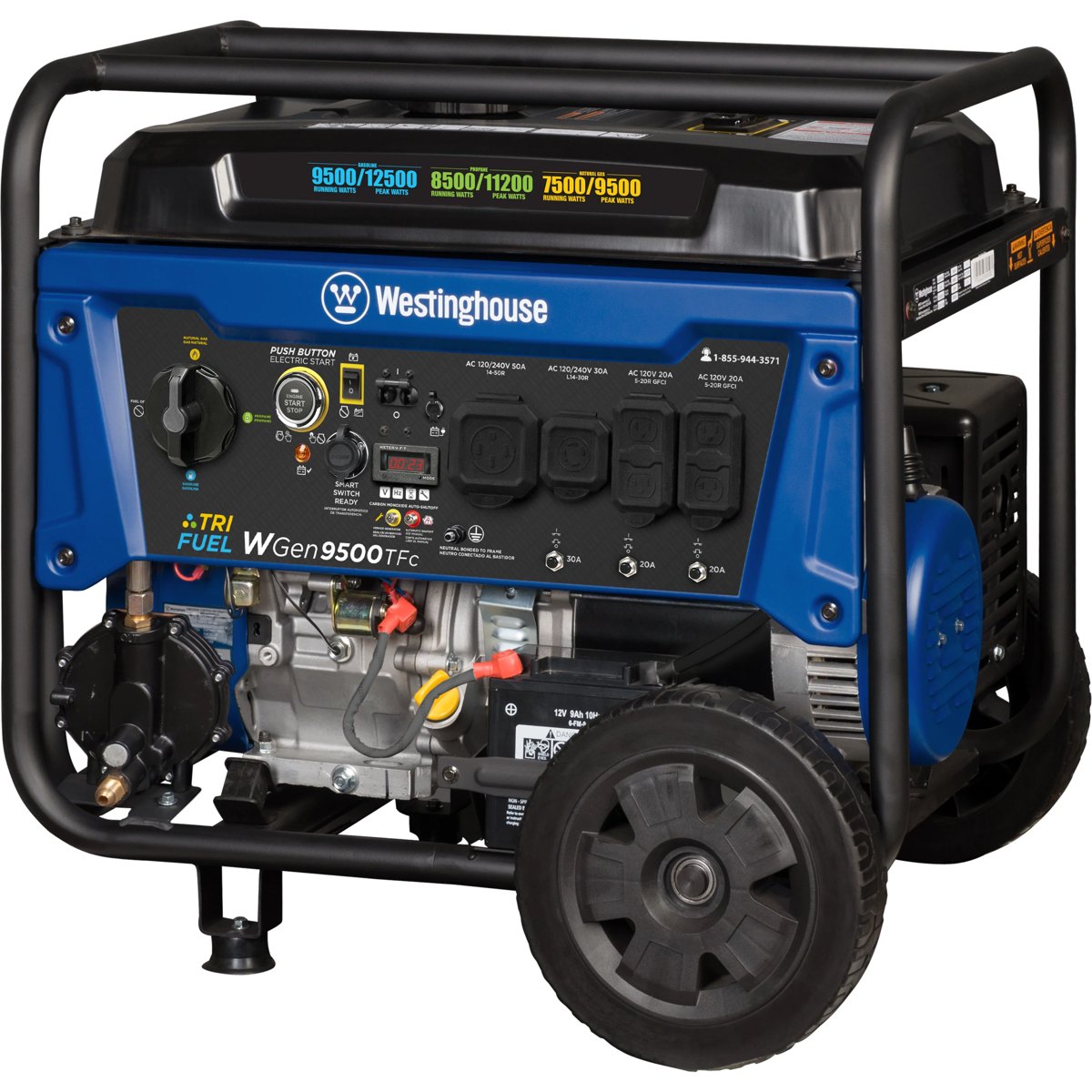 Westinghouse WGen9500TFc 9,500 W Portable Generator, Tri-Fuel